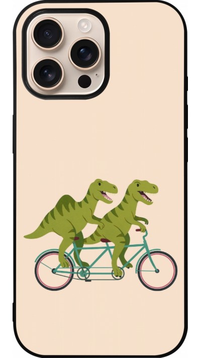 Coque iPhone 16 Pro Max - Silicone rigide noir Dinosaurs on bikes 2026