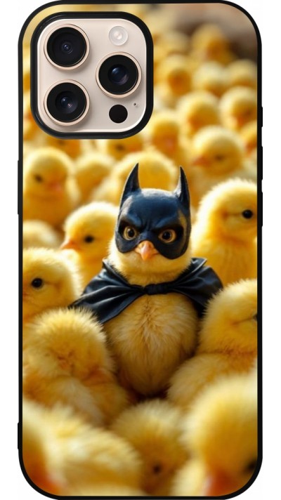 Coque iPhone 16 Pro Max - Silicone rigide noir Easter 2026 Chicken Batman