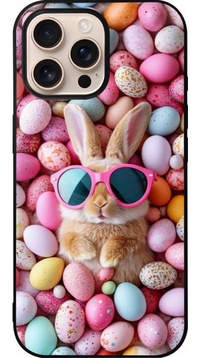 Coque iPhone 16 Pro Max - Silicone rigide noir Easter 2026 Rabbit fun
