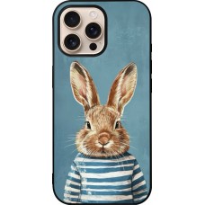 Coque iPhone 16 Pro Max - Silicone rigide noir Easter 2026 Rabbit navy