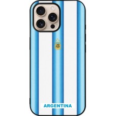 Coque iPhone 16 Pro Max - Silicone rigide noir Maillot de football Argentine 2026 personnalisable