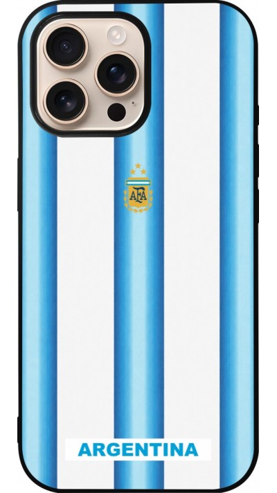 Coque iPhone 16 Pro Max - Silicone rigide noir Maillot de football Argentine 2026 personnalisable
