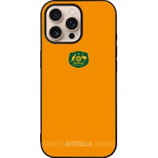 Coque iPhone 16 Pro Max - Silicone rigide noir Maillot de football Australie 2026 personnalisable
