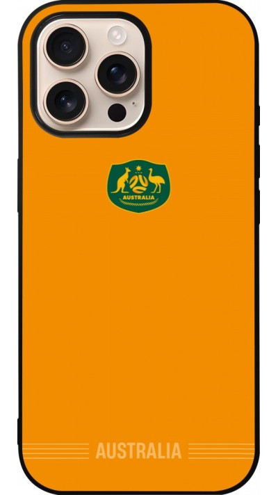 Coque iPhone 16 Pro Max - Silicone rigide noir Maillot de football Australie 2026 personnalisable
