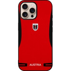 Coque iPhone 16 Pro Max - Silicone rigide noir Maillot de football Autriche 2026 personnalisable