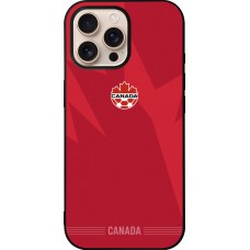 Coque iPhone 16 Pro Max - Silicone rigide noir Maillot de football Canada 2026 personnalisable