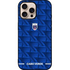 Coque iPhone 16 Pro Max - Silicone rigide noir Maillot de football Cap-Vert 2026 personnalisable