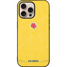 Coque iPhone 16 Pro Max - Silicone rigide noir Maillot de football Colombie 2026 personnalisable