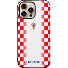 Coque iPhone 16 Pro Max - Silicone rigide noir Maillot de football Croatie 2026 personnalisable