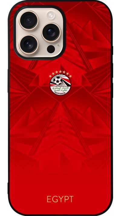 Coque iPhone 16 Pro Max - Silicone rigide noir Maillot de football E?gypte 2026 personnalisable