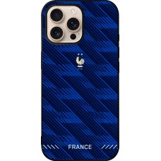 Coque iPhone 16 Pro Max - Silicone rigide noir Maillot de football France 2026 personnalisable