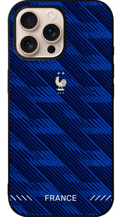Coque iPhone 16 Pro Max - Silicone rigide noir Maillot de football France 2026 personnalisable