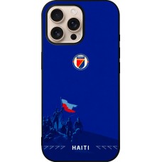 Coque iPhone 16 Pro Max - Silicone rigide noir Maillot de football Haiti 2026 personnalisable