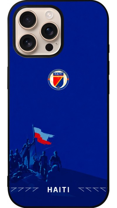 Coque iPhone 16 Pro Max - Silicone rigide noir Maillot de football Haiti 2026 personnalisable