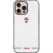 Coque iPhone 16 Pro Max - Silicone rigide noir Maillot de football Irak 2026 personnalisable