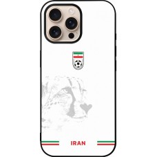 Coque iPhone 16 Pro Max - Silicone rigide noir Maillot de football Iran 2026 personnalisable