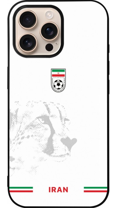 Coque iPhone 16 Pro Max - Silicone rigide noir Maillot de football Iran 2026 personnalisable