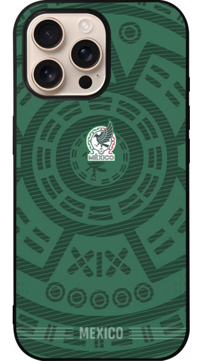 Coque iPhone 16 Pro Max - Silicone rigide noir Maillot de football Mexique 2026 personnalisable