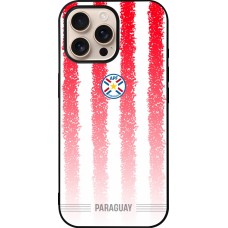 Coque iPhone 16 Pro Max - Silicone rigide noir Maillot de football Paraguay 2026 personnalisable