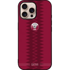 Coque iPhone 16 Pro Max - Silicone rigide noir Maillot de football Qatar 2026 personnalisable
