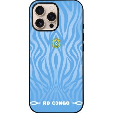 Coque iPhone 16 Pro Max - Silicone rigide noir Maillot de football RD Congo 2026 personnalisable