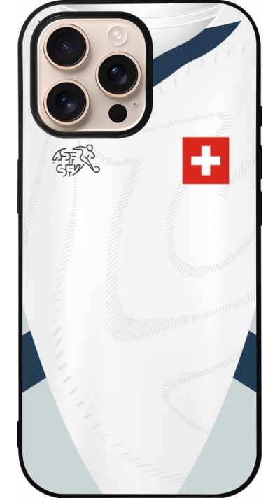 iPhone 16 Pro Max Case Hülle - Silikon schwarz Schweiz Away personalisierbares Fussballtrikot