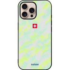 Coque iPhone 16 Pro Max - Silicone rigide noir Maillot de football Suisse Away 2026 personnalisable