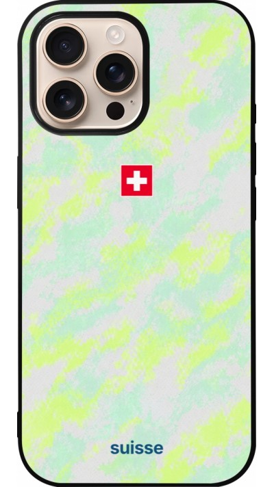 Coque iPhone 16 Pro Max - Silicone rigide noir Maillot de football Suisse Away 2026 personnalisable