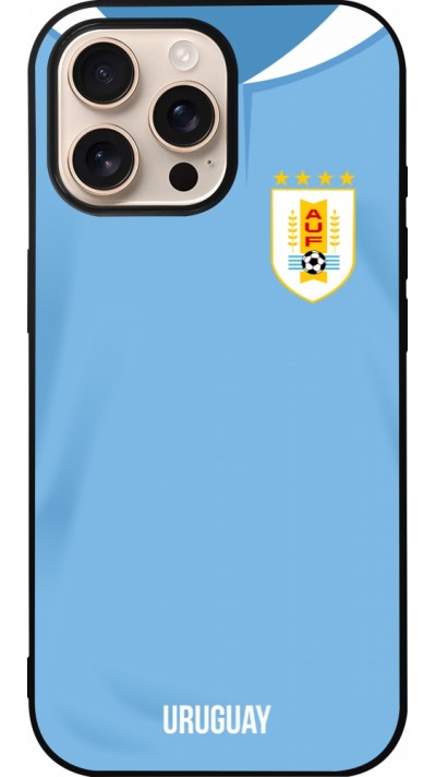 iPhone 16 Pro Max Case Hülle - Silikon schwarz Uruguay 2022 personalisierbares Fussballtrikot