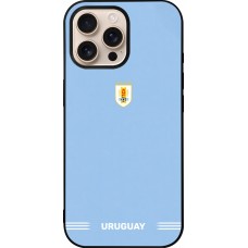 Coque iPhone 16 Pro Max - Silicone rigide noir Maillot de football Uruguay 2026 personnalisable