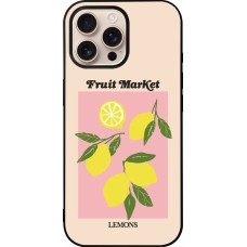Coque iPhone 16 Pro Max - Silicone rigide noir Fruit market lemons 2026