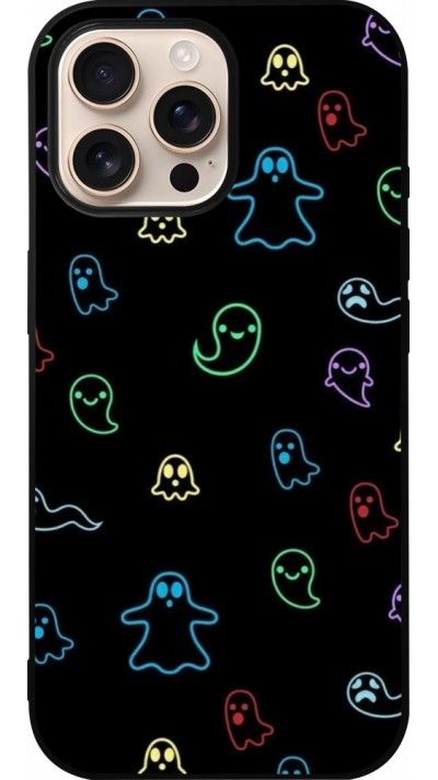 iPhone 16 Pro Max Case Hülle - Silikon schwarz Halloween 2024 colorful ghosts
