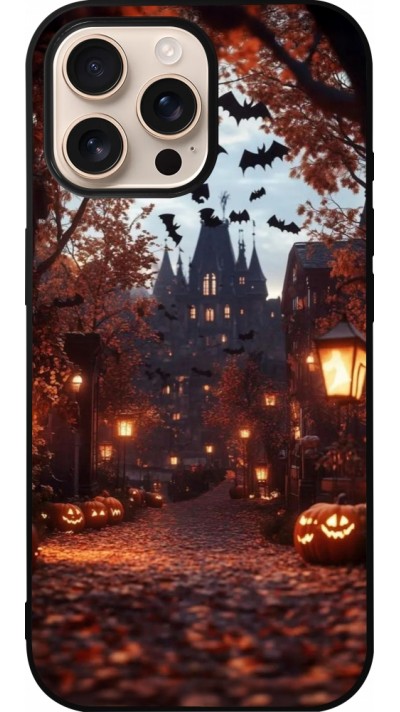 iPhone 16 Pro Max Case Hülle - Silikon schwarz Halloween 2025 Haunted house