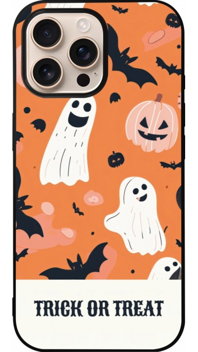 iPhone 16 Pro Max Case Hülle - Silikon schwarz Halloween 2025 Trick treat