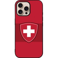 Coque iPhone 16 Pro Max - Silicone rigide noir Hockey World Championship Ecusson Suisse