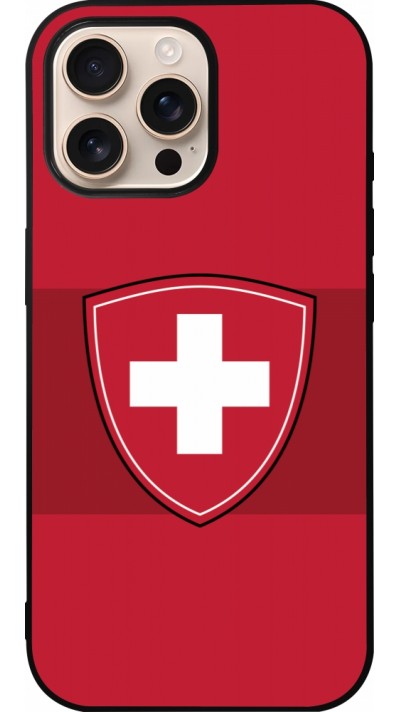 Coque iPhone 16 Pro Max - Silicone rigide noir Hockey World Championship Ecusson Suisse
