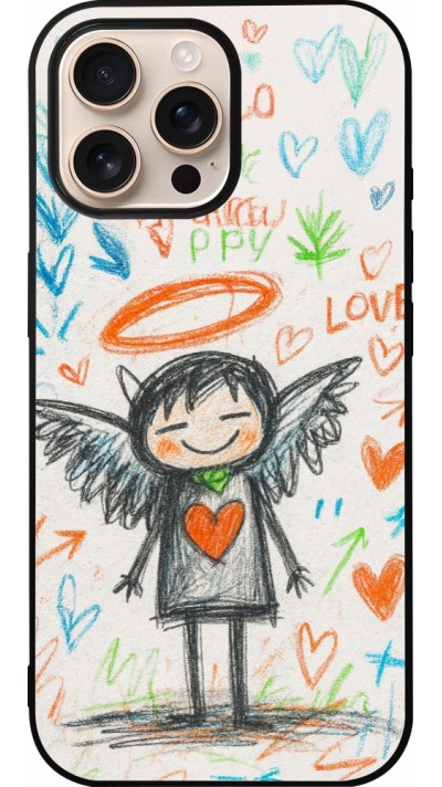 iPhone 16 Pro Max Case Hülle - Silikon schwarz Little Angel Sketch Love