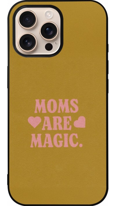 Coque iPhone 16 Pro Max - Silicone rigide noir Mom 2026 Are Magic