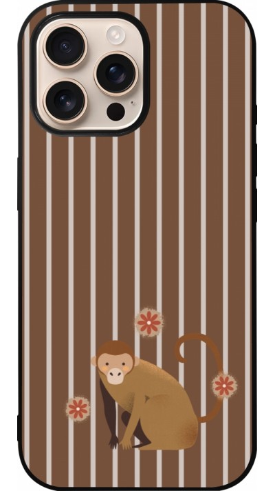 iPhone 16 Pro Max Case Hülle - Silikon schwarz Monkey with stripes