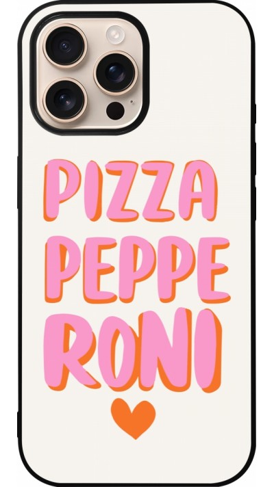 Coque iPhone 16 Pro Max - Silicone rigide noir Pizza pepperoni 2026