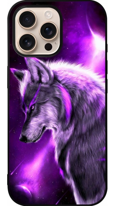 iPhone 16 Pro Max Case Hülle - Silikon schwarz Purple Sky Wolf