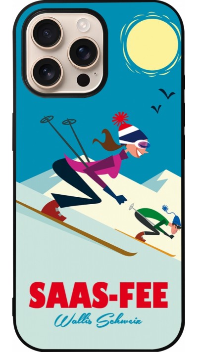 iPhone 16 Pro Max Case Hülle - Silikon schwarz Saas-Fee Ski Downhill