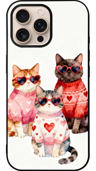 iPhone 16 Pro Max Case Hülle - Silikon schwarz Saint Valentines Day 26 Cat Love