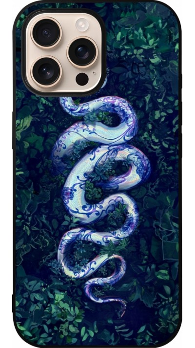 iPhone 16 Pro Max Case Hülle - Silikon schwarz Snake Blue Anaconda