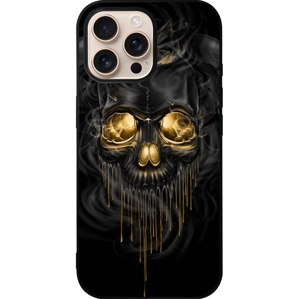 iPhone 16 Pro Max Case Hülle - Silikon schwarz Skull 02