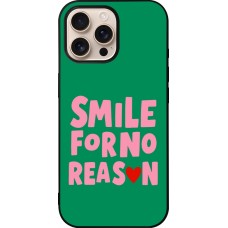 Coque iPhone 16 Pro Max - Silicone rigide noir Smile for no reason 2026