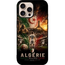 Coque iPhone 16 Pro Max - Silicone rigide noir Football Algérie splash 2026