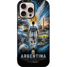 Coque iPhone 16 Pro Max - Silicone rigide noir Football Argentine splash 2026