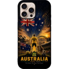 Coque iPhone 16 Pro Max - Silicone rigide noir Football Australie splash 2026