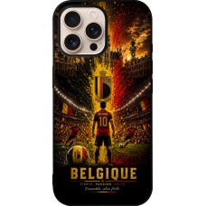Coque iPhone 16 Pro Max - Silicone rigide noir Football Belgique splash 2026